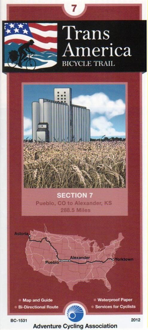 Piste cyclable Transamerica #7 : Pueblo, Colorado - Alexander, Kansas Adventure Cycling Association | Adventure Cycling Association carte pliée Adventure Cycling Association