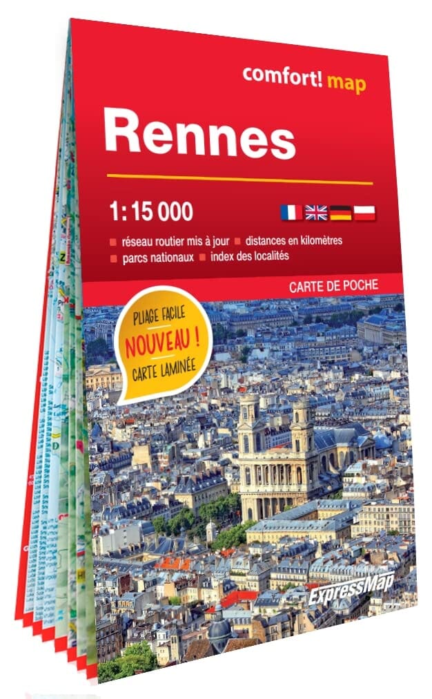 Plan de poche plastifié - Rennes mini | Express Map carte pliée Express Map
