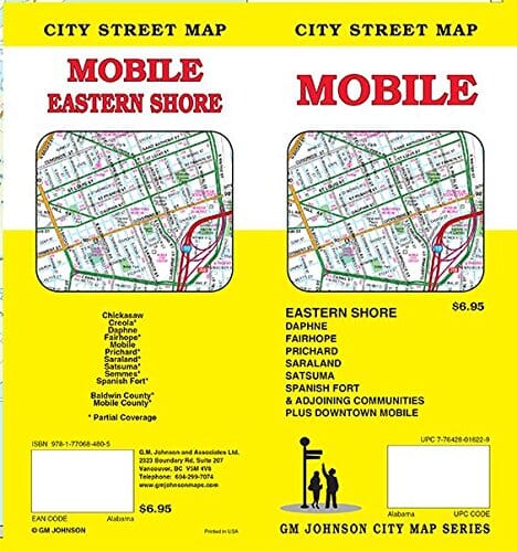 Plan de ville - Mobile (Alabama) | GM Johnson carte pliée GM Johnson