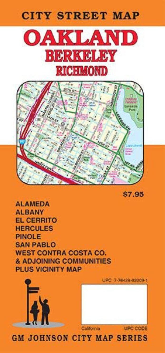 Plan des rues - Oakland, Berkeley, Richmond, Alameda (Californie) | GM Johnson carte pliée GM Johnson