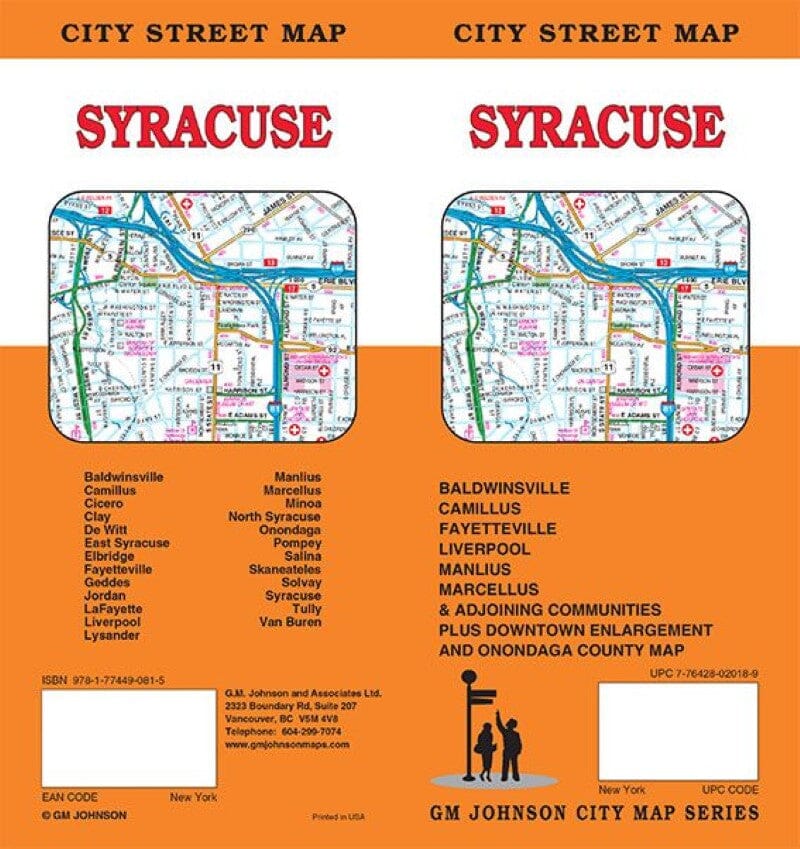 Plan des rues - Syracuse, New York | GM Johnson carte pliée GM Johnson