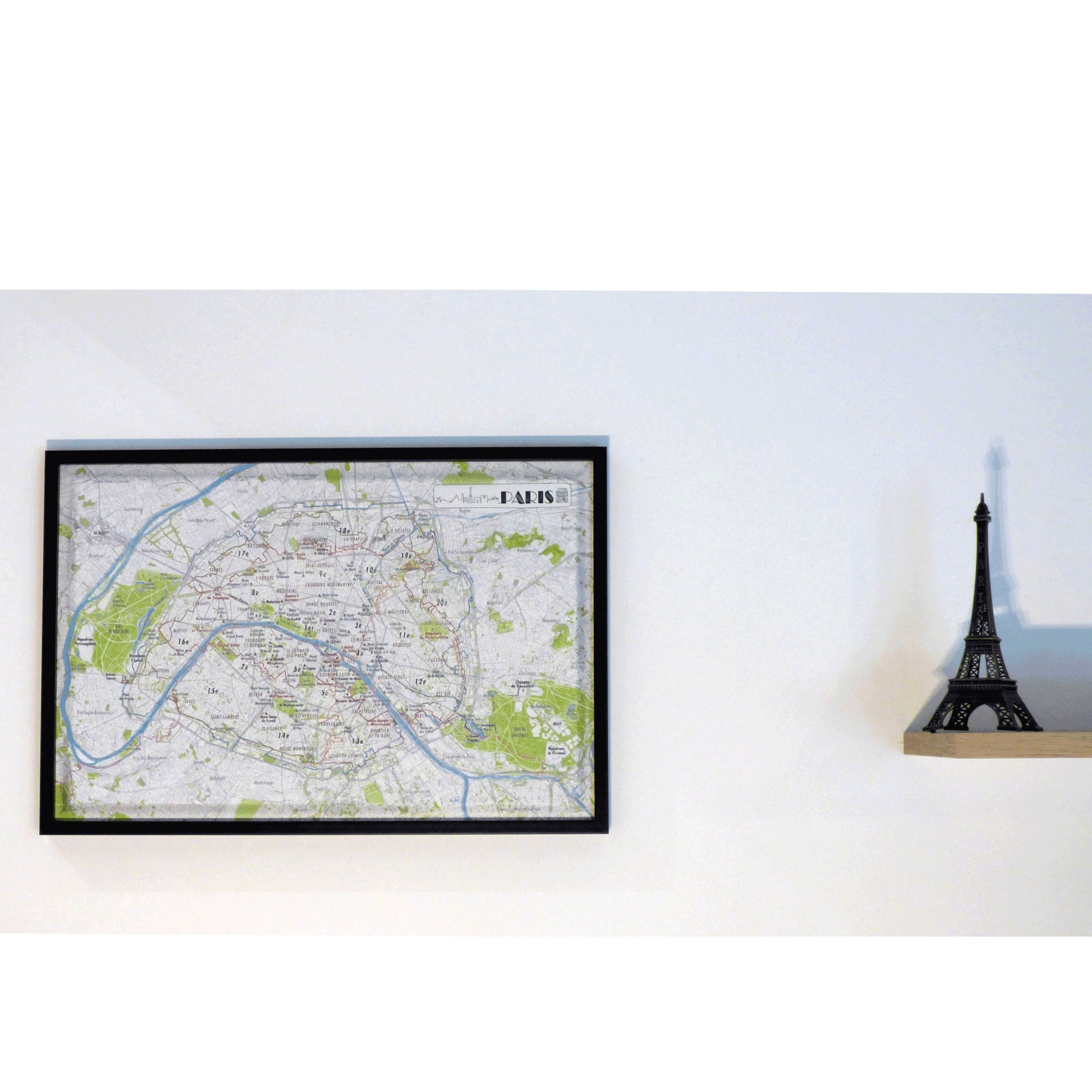Plan mural en relief - Paris - 61 cm x 41 cm | 3D Map carte en relief 3D Map