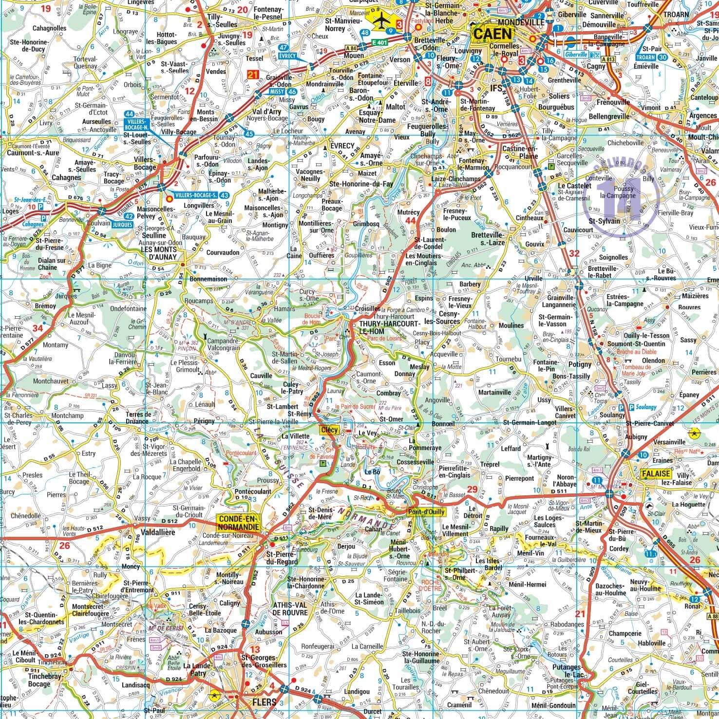 Poster - Basse-Normandie (109 x 94 cm) | Blay Foldex carte murale roulée (en tube) Blay Foldex