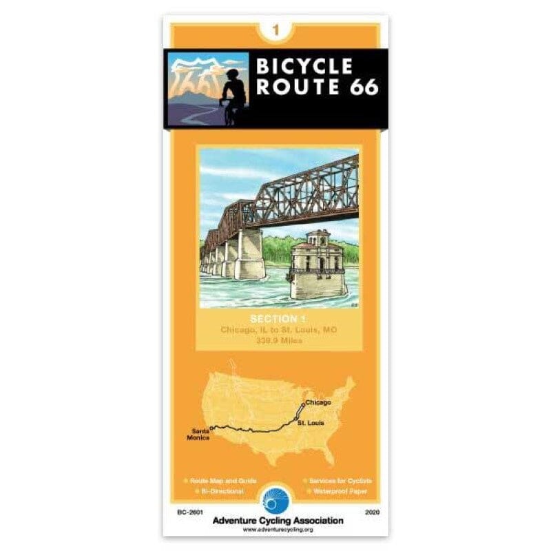 Route 66 - Cycling Map #1 | Adventure Cycling Association carte pliée Adventure Cycling Association