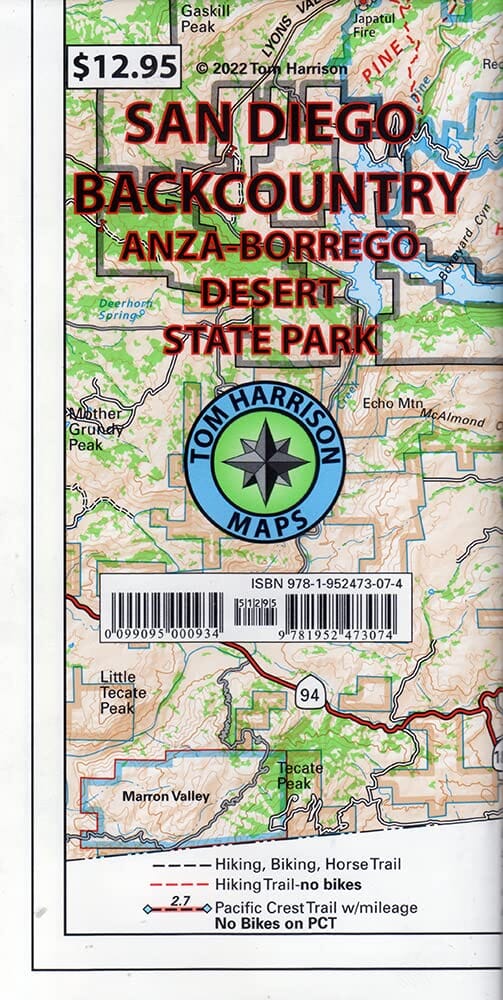 San Diego Backcountry (Californie) | Tom Harrison Maps carte pliée Tom Harrison Maps