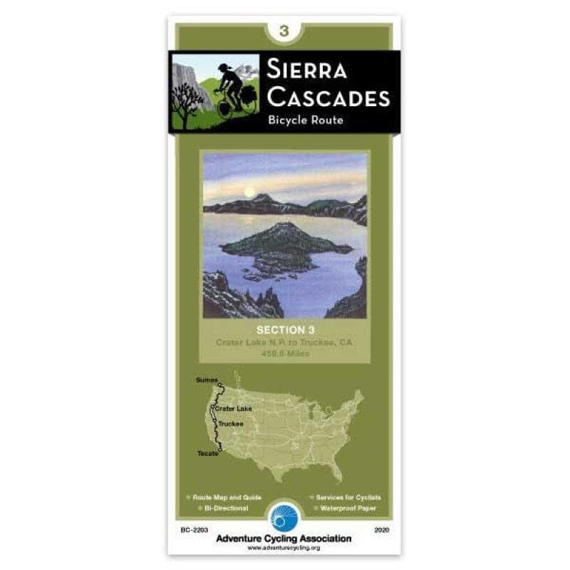 Sierra Cascades - Bicycle Route #3 | Adventure Cycling Association carte pliée Adventure Cycling Association