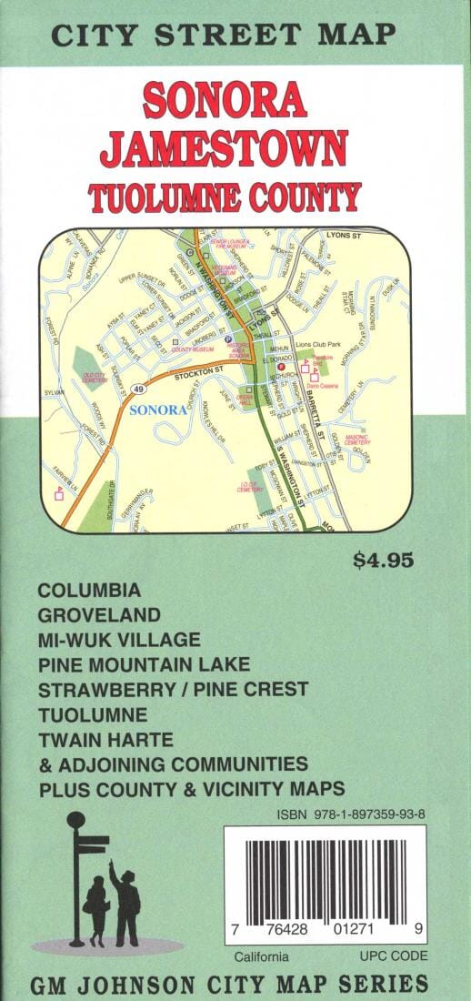 Sonora, Jamestown et Tuolumne County (Californie) | GM Johnson carte pliée GM Johnson
