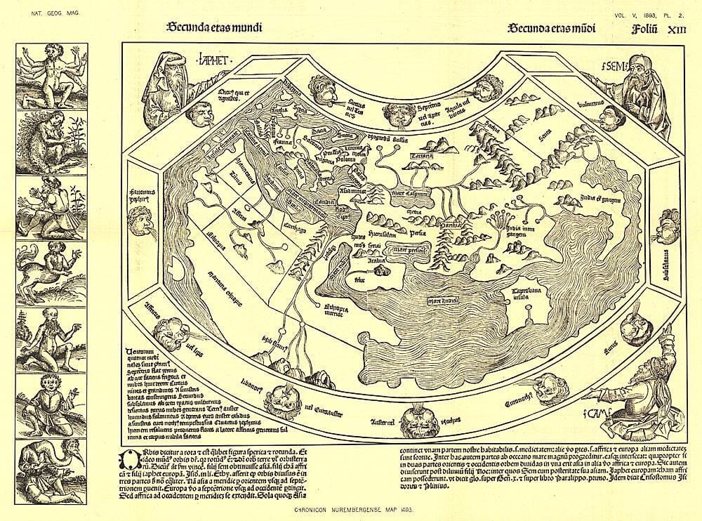 1893 Chronicon Nurembergense 1493 Map Wall Map