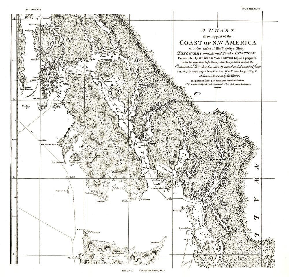 1899 A Chart showing part of the Coast of NW America Side 1 Wall Map