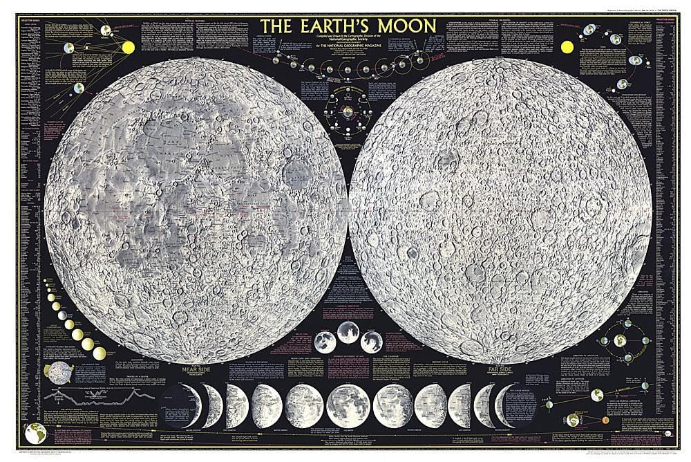 1969 Earths Moon Map Wall Map