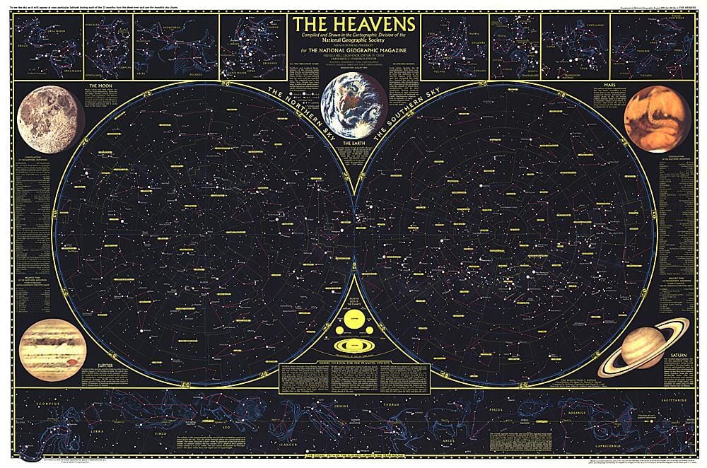 1970 Heavens Wall Map