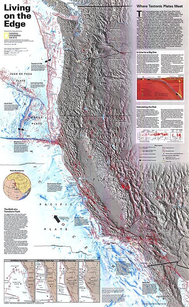 1995 Living on the Edge Map Wall Map
