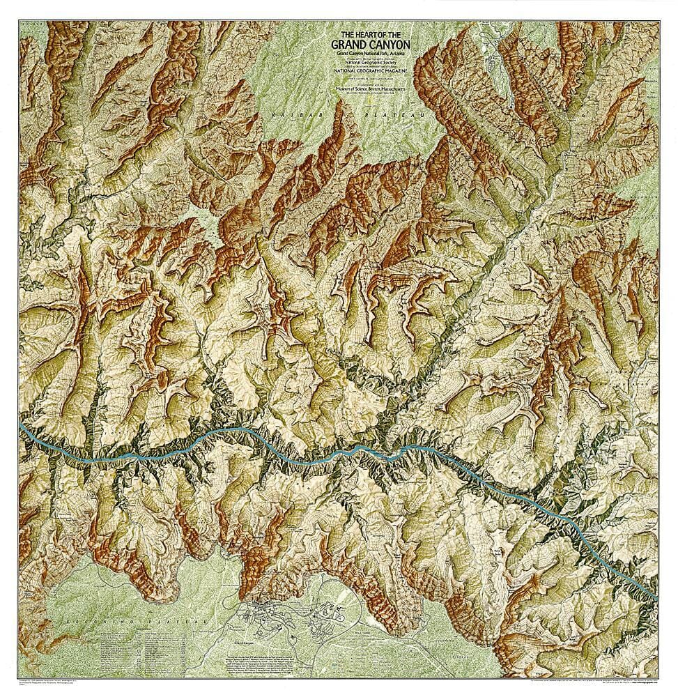 1999 Heart of the Grand Canyon Map Wall Map