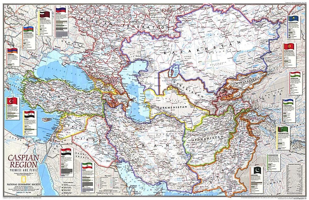 1999 Caspian Region, Promise and Peril Wall Map
