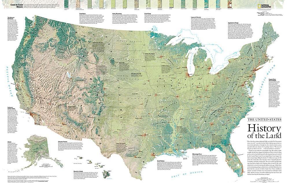 2006 The United States, History of the Land Wall Map
