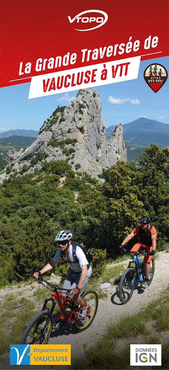 Carte cycliste - Grande traversée du Vaucluse à VTT | VTOPO carte pliée VTOPO
