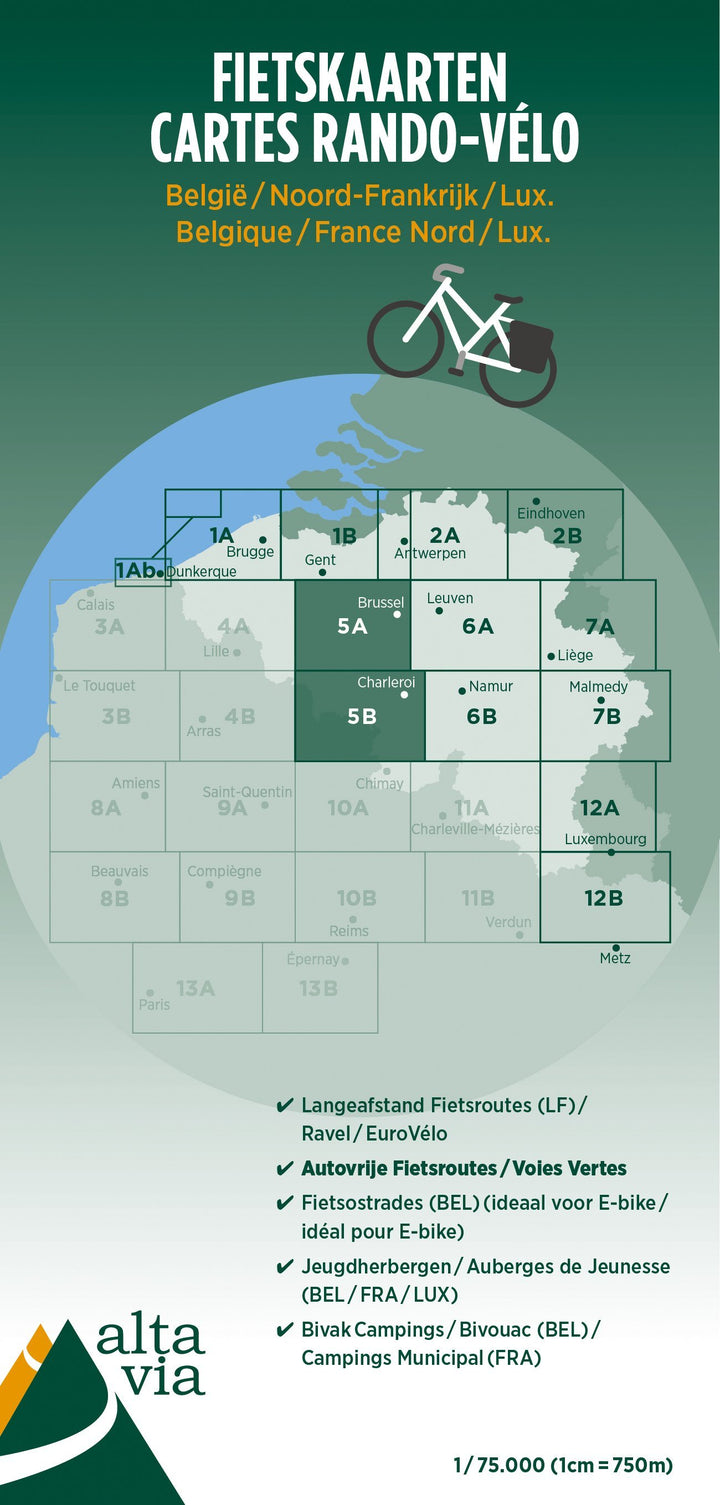 Carte cyclotouristique n° 5 - Flandre Orientale & Hainaut | Alta Via carte cycliste Alta Via