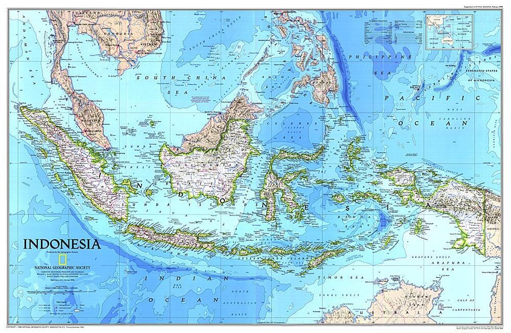 1996 Indonesia Map Wall Map