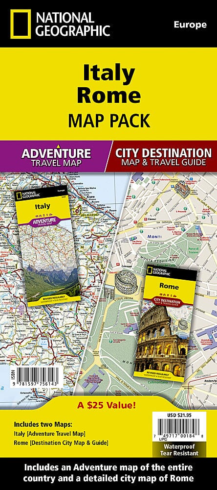 Carte de l'Italie et de Rome (Pack Bundle) | National Geographic carte pliée National Geographic