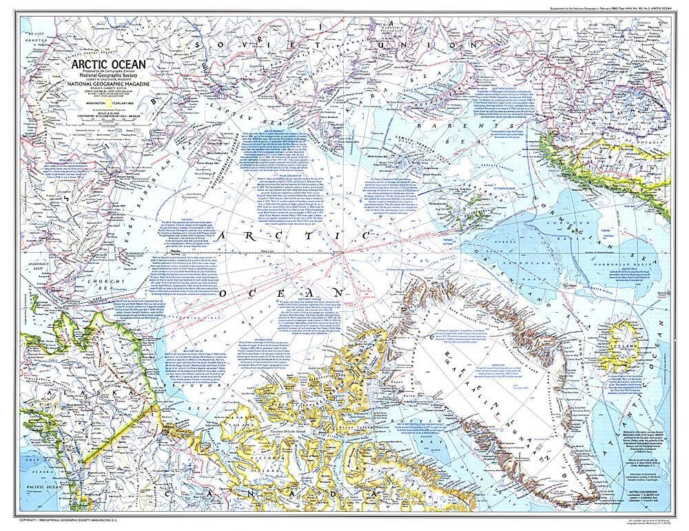 1983 Arctic Ocean Map Wall Map