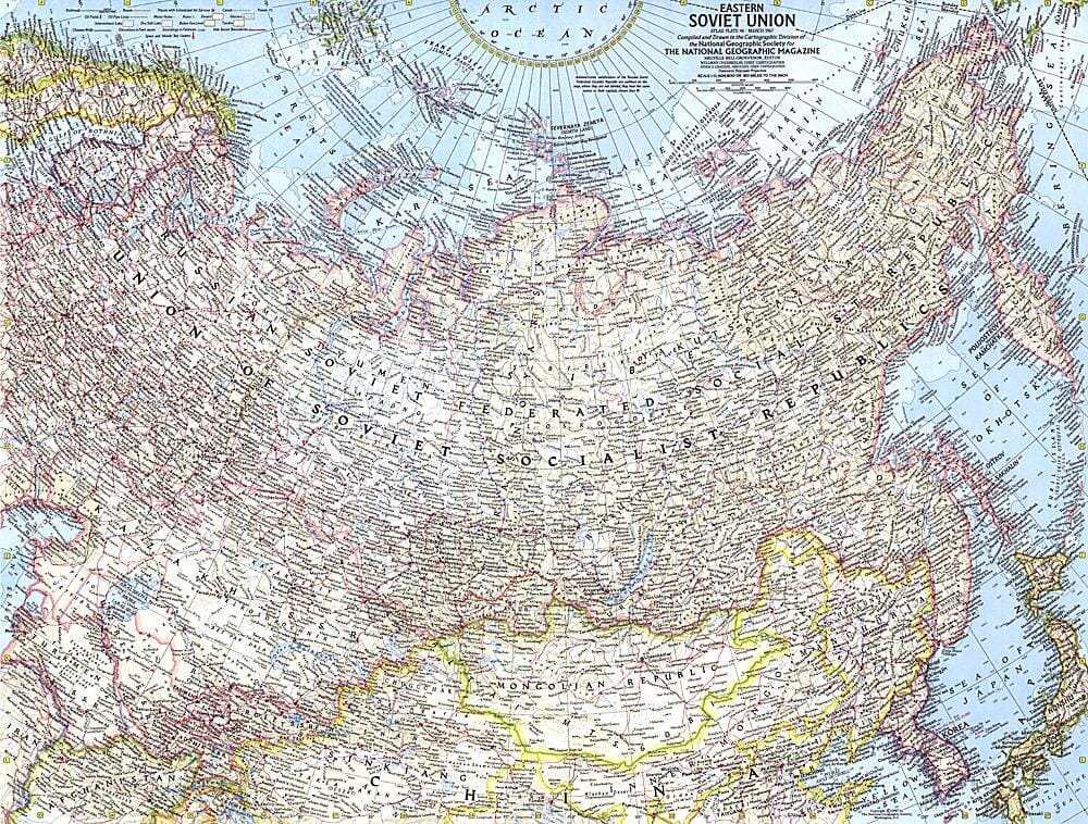1967 Eastern Soviet Union Map Wall Map