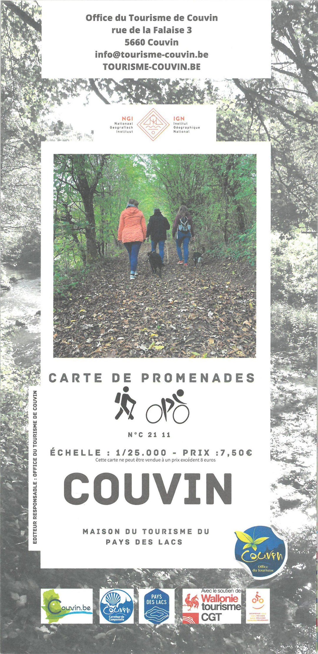Carte de promenades - Couvin (Belgique) | NGI carte pliée IGN Belgique