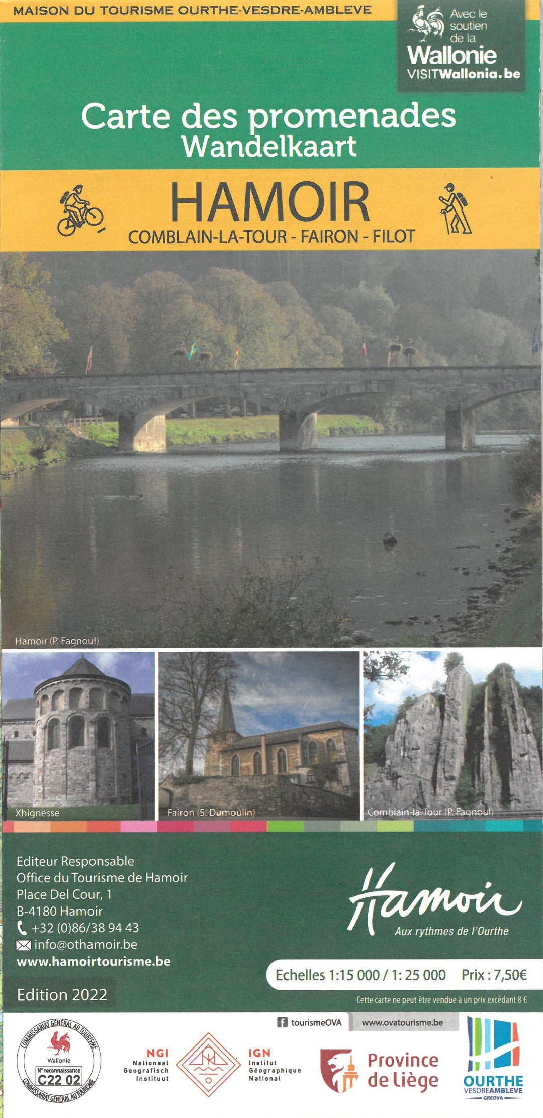 Carte de promenades - Hamoir (Belgique) | NGI carte pliée IGN Belgique