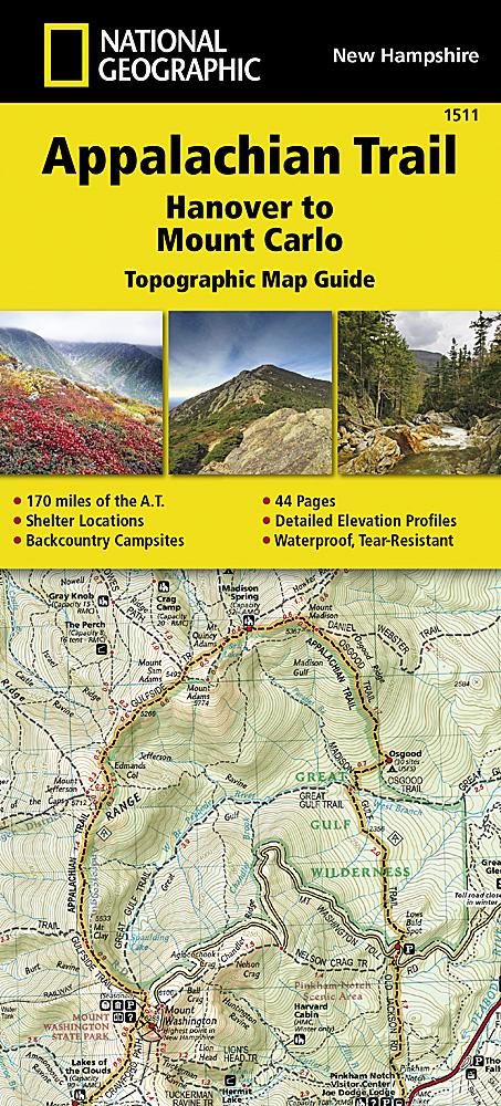 Hiking map of the Appalachian Trail Hanover to Mount Carlo (New