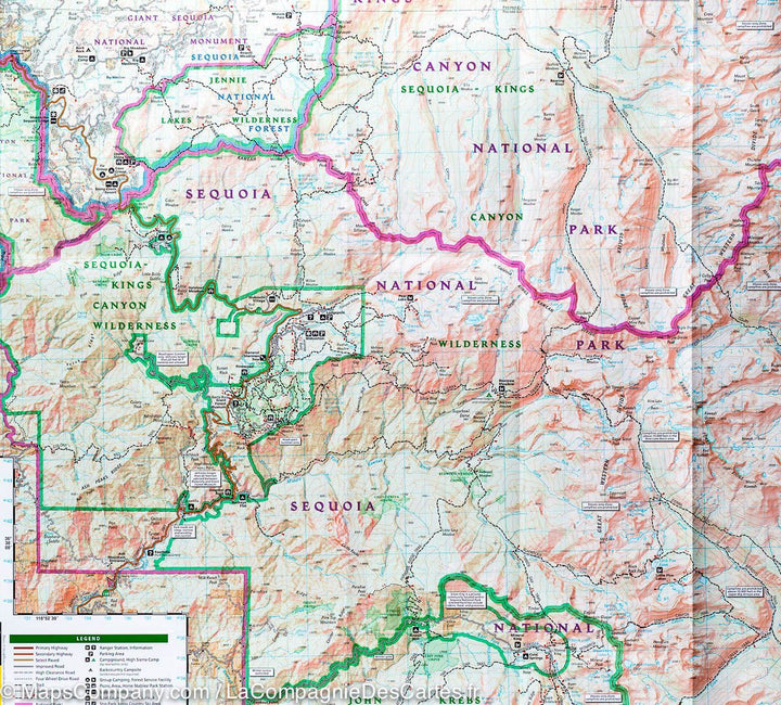 Carte de randonnée n° 205 - Parc National de Sequoia & Kings Canyon (Californie) | National Geographic carte de randonnée National Geographic