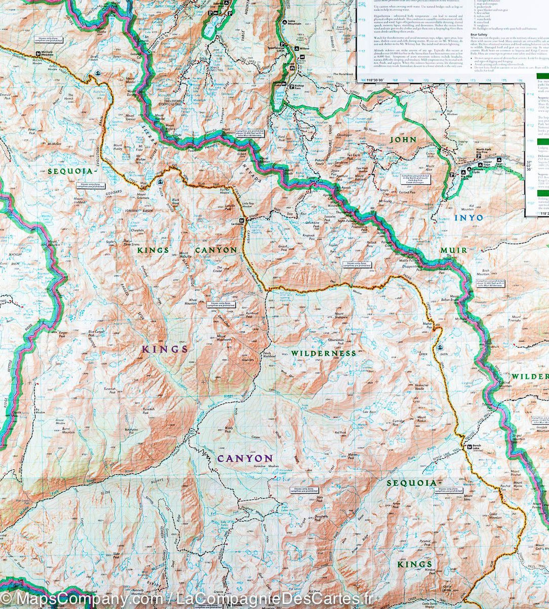 Carte de randonnée n° 205 - Parc National de Sequoia & Kings Canyon (Californie) | National Geographic carte de randonnée National Geographic