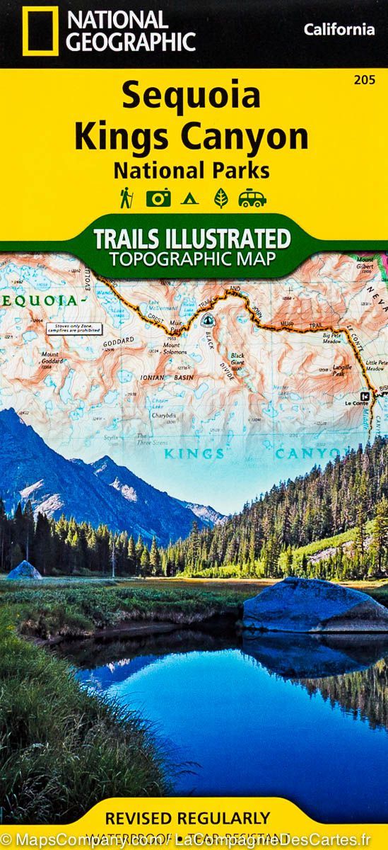 Carte de randonnée n° 205 - Parc National de Sequoia & Kings Canyon (Californie) | National Geographic carte de randonnée National Geographic