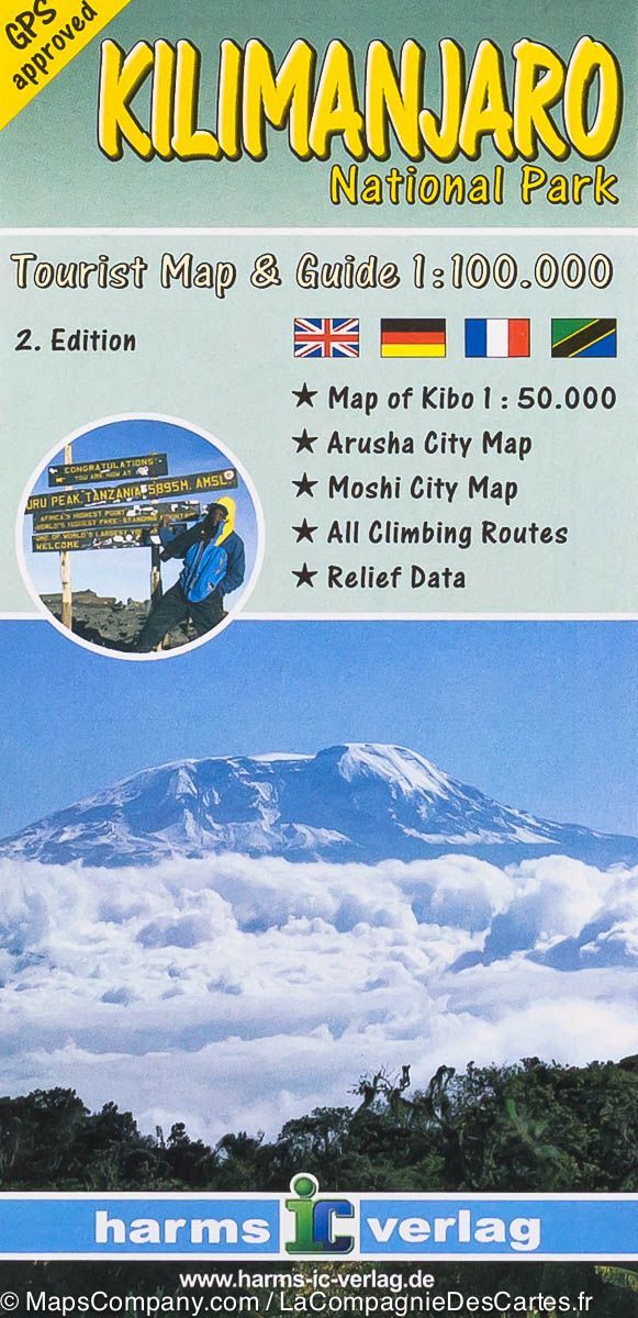 Carte de randonnée du Parc National Kilimanjaro (Kenya, Tanzanie) | Harms Verlag carte de randonnée Harms Verlag