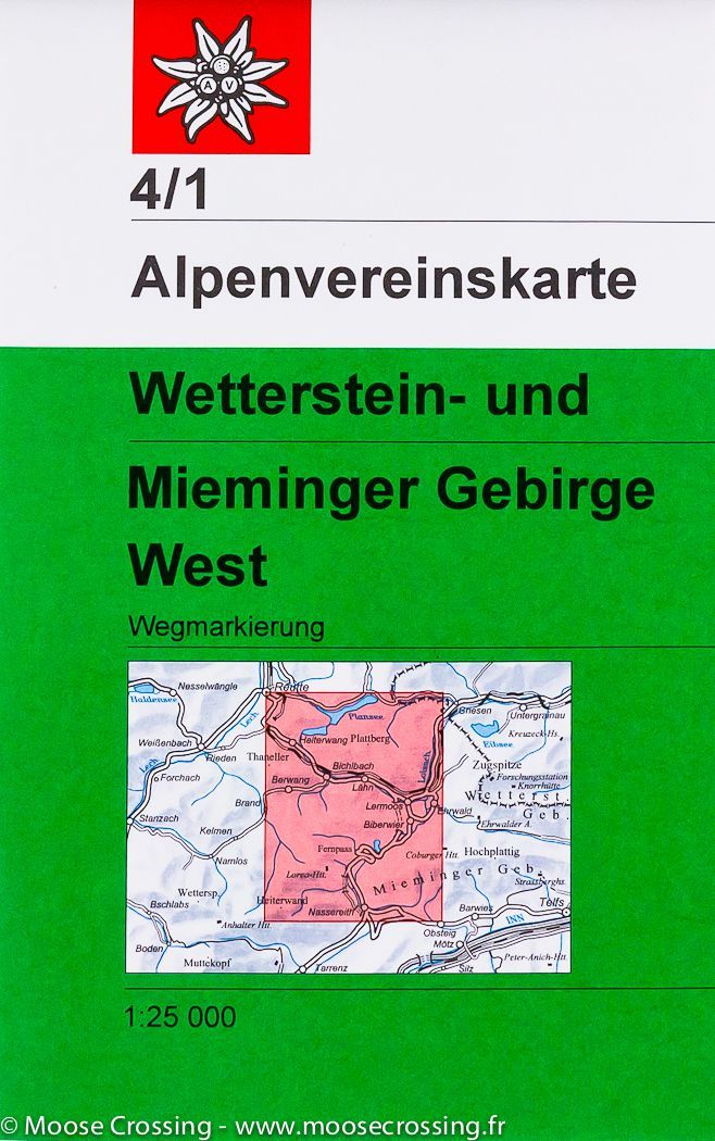 Carte de randonnée n° 4/1 - Massif de Wetterstein & Mieminger Ouest | Alpenverein carte de randonnée Alpenverein
