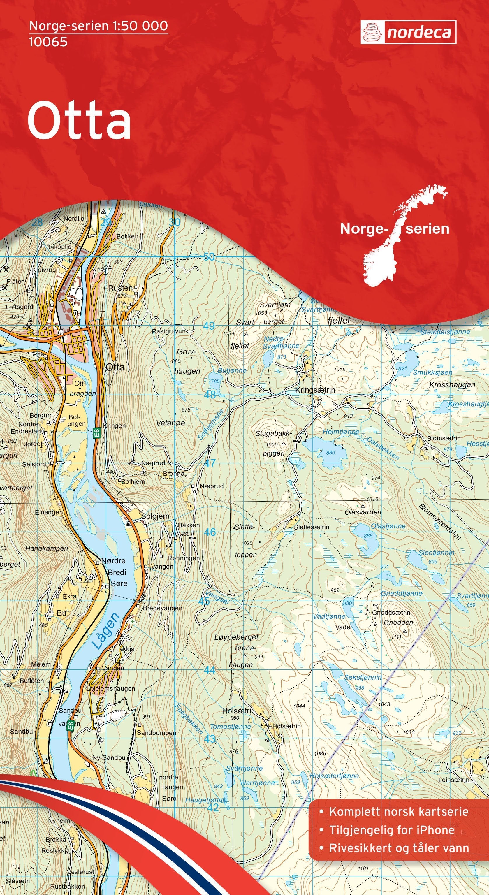Hiking map 10065 Otta (Norway) Nordeca Norge-serien