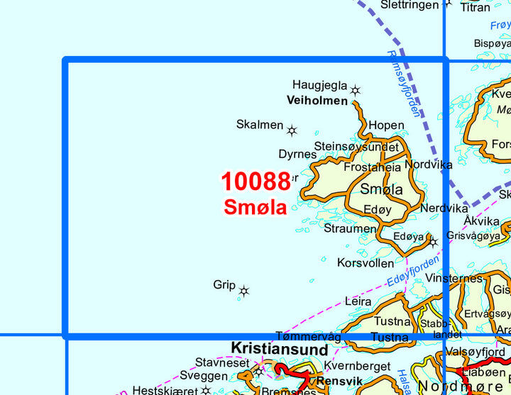 Carte de randonnée n° 10088 - Smola (Norvège) | Nordeca - Norge-serien carte de randonnée Nordeca Default Title