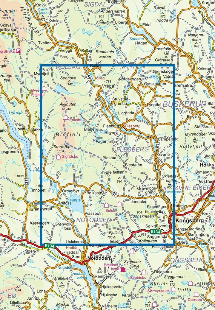 Carte de randonnée n° 2207 - Blefjell (Norvège) | Nordeca - Turkart 1/50 000 carte de randonnée Nordeca