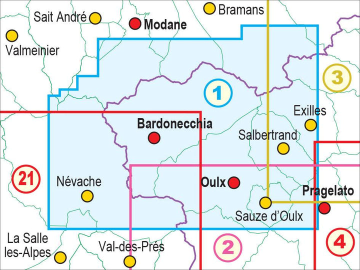 Carte de randonnée n° 25-01 - Alta Valle Susa | Fraternali - 1/25 000 carte de randonnée Fraternali