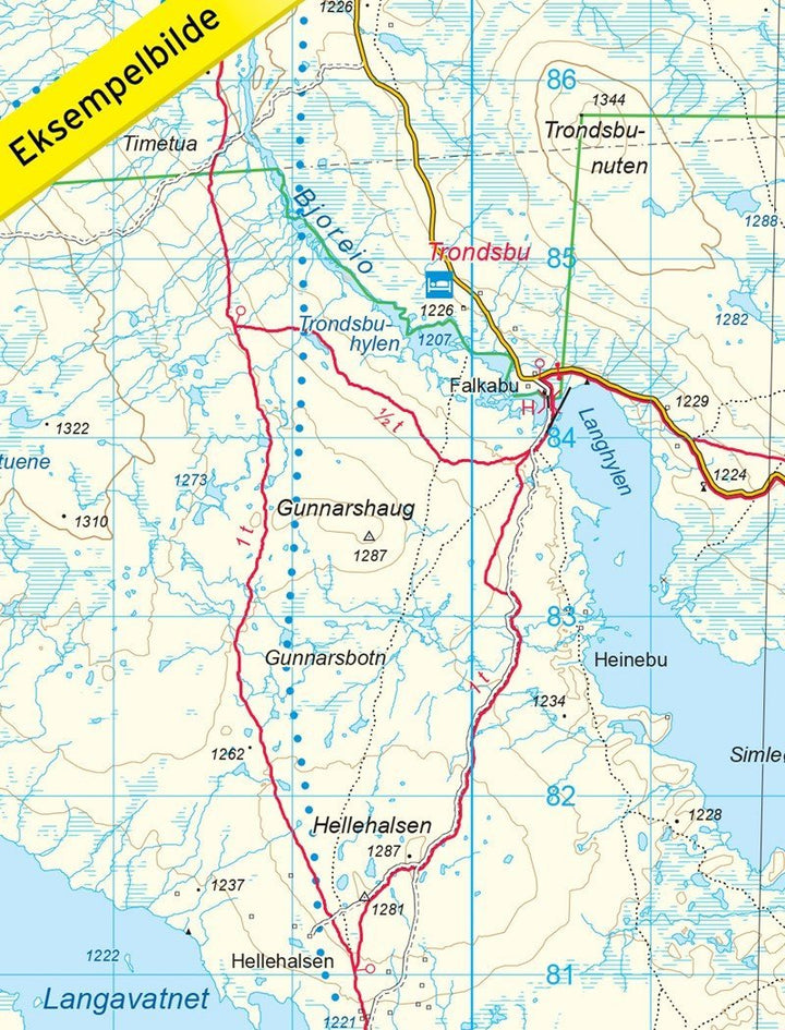 Carte de randonnée n° 2727 - Rauhelleren (Norvège) | Nordeca - Turkart 1/50 000 carte de randonnée Nordeca