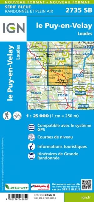 Carte de randonnée n° 2735 - Le Puy-en-Velay, Loudes | IGN - Série Bleue carte de randonnée IGN