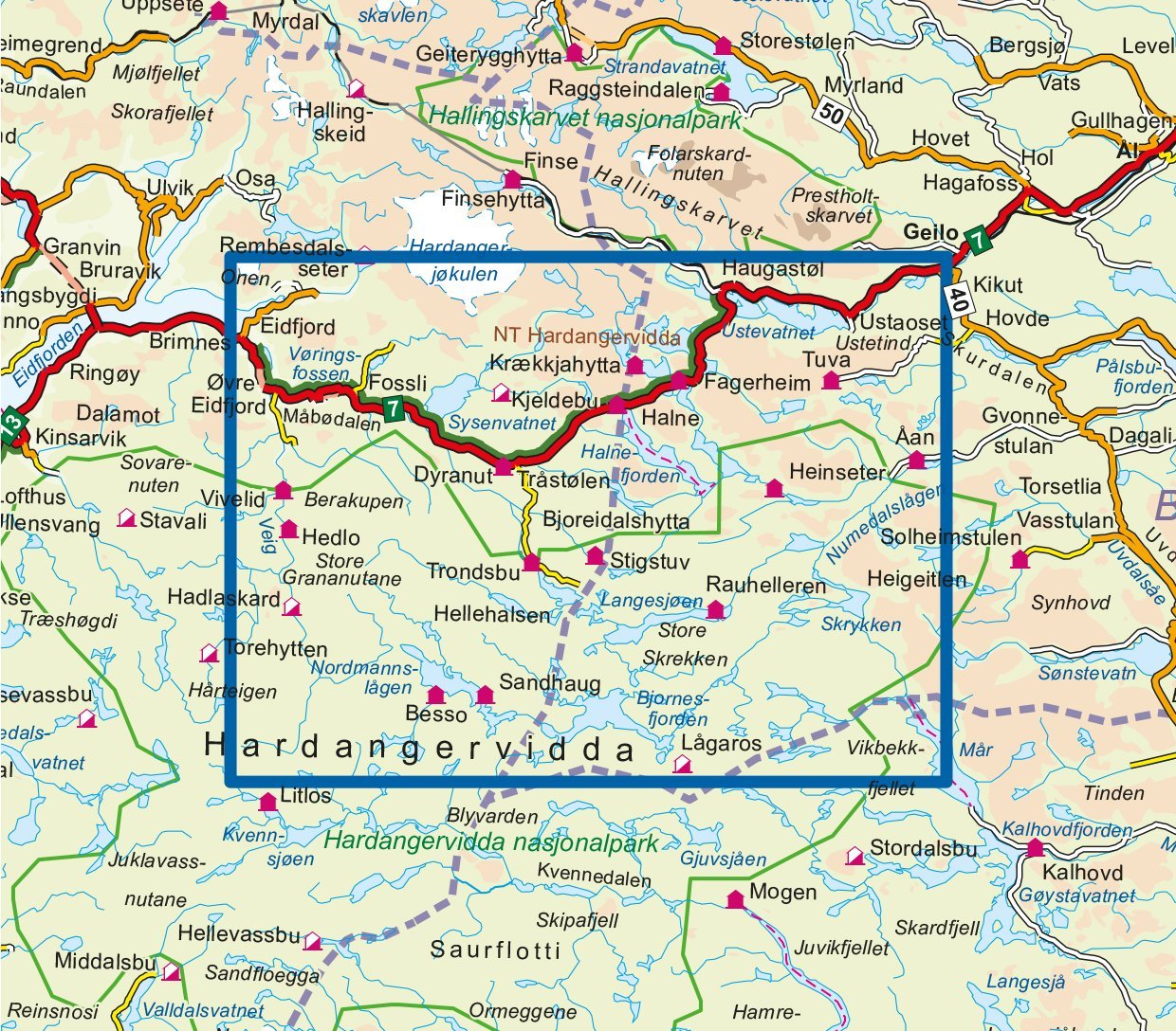 Carte de randonnée n° 3006 - Hardangervidda (Norvège) | Nordeca - série 3000 carte de randonnée Nordeca