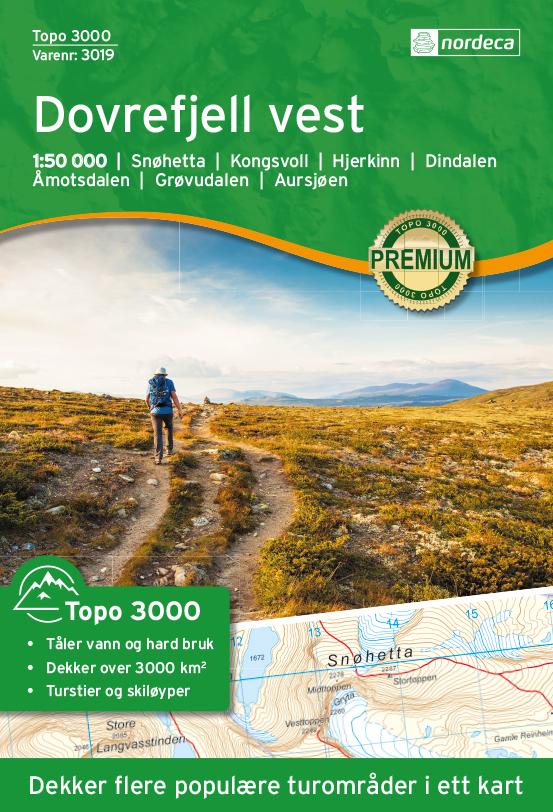 Carte de randonnée n° 3019 - Dovrefjell Vest (Norvège) | Nordeca - série 3000 carte de randonnée Nordeca Default Title