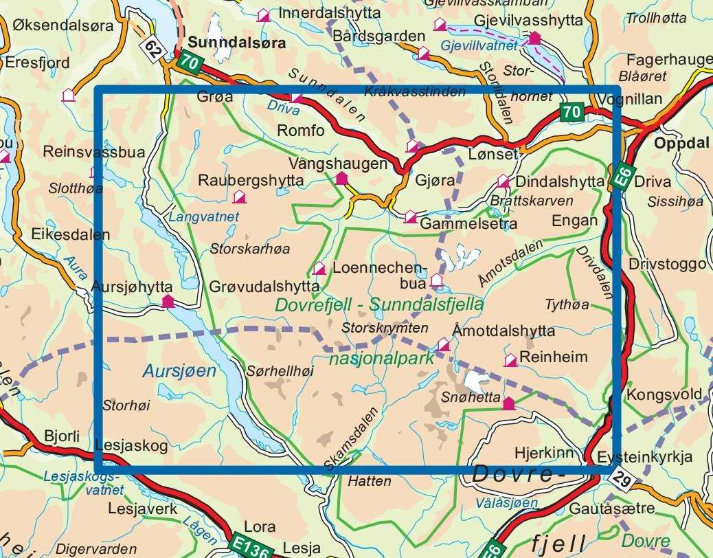 Carte de randonnée n° 3019 - Dovrefjell Vest (Norvège) | Nordeca - série 3000 carte de randonnée Nordeca