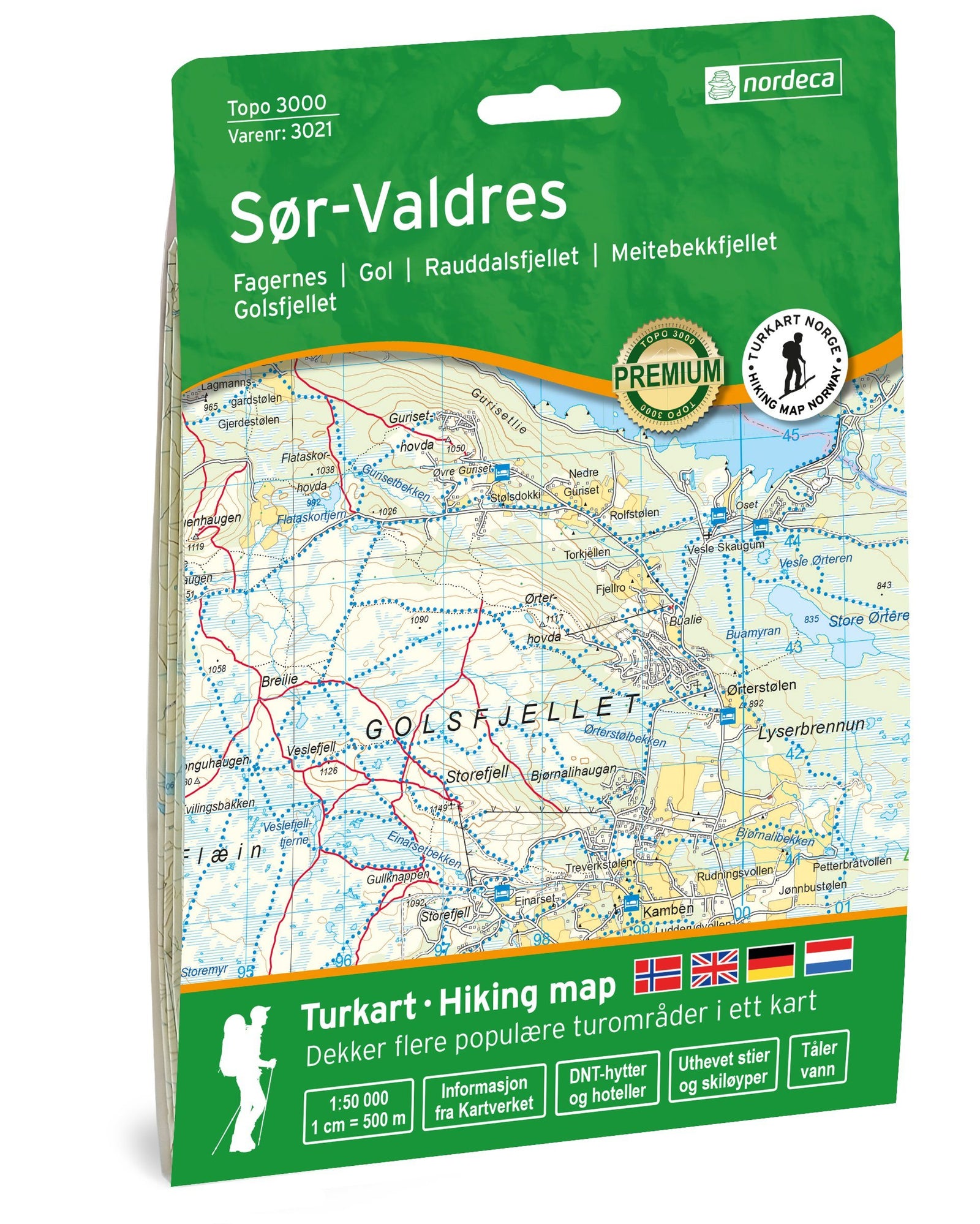 Carte de randonnée n° 3021 - Sor-Valdres (Norvège) | Nordeca - série 3000 carte de randonnée Nordeca Default Title