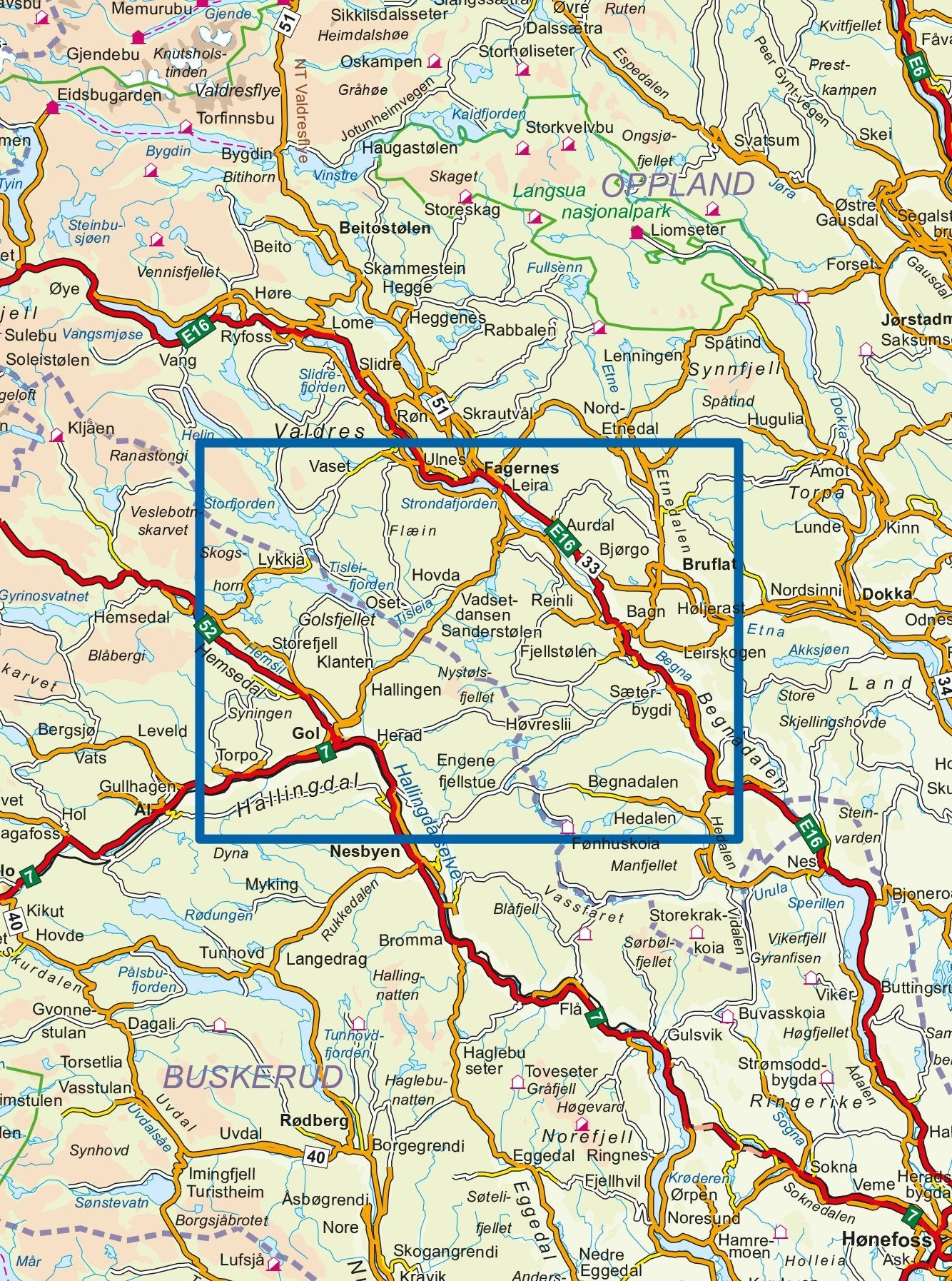 Carte de randonnée n° 3021 - Sor-Valdres (Norvège) | Nordeca - série 3000 carte de randonnée Nordeca