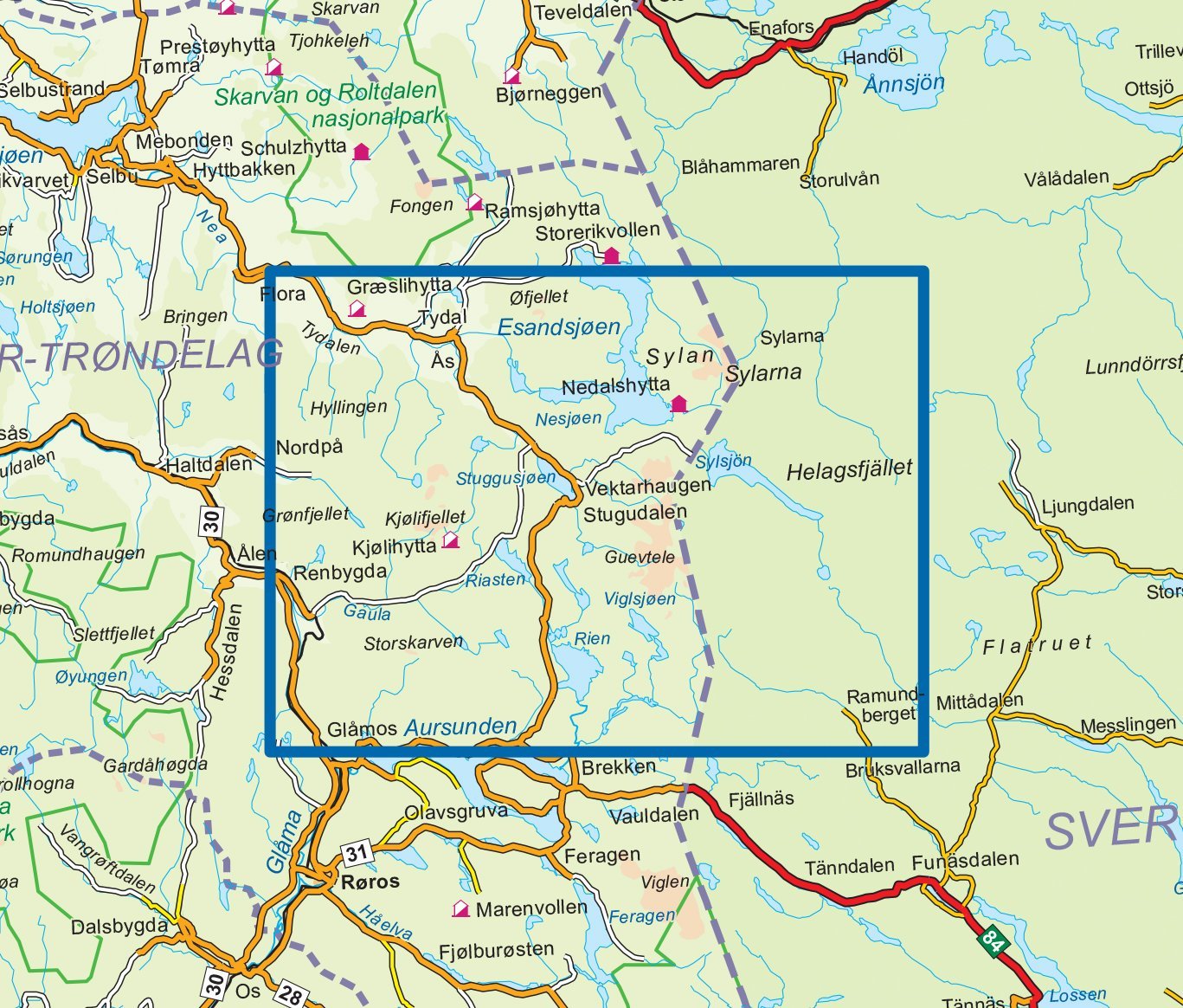 Carte de randonnée n° 3024 - Sylan Sor (Norvège) | Nordeca - série 3000 carte de randonnée Nordeca