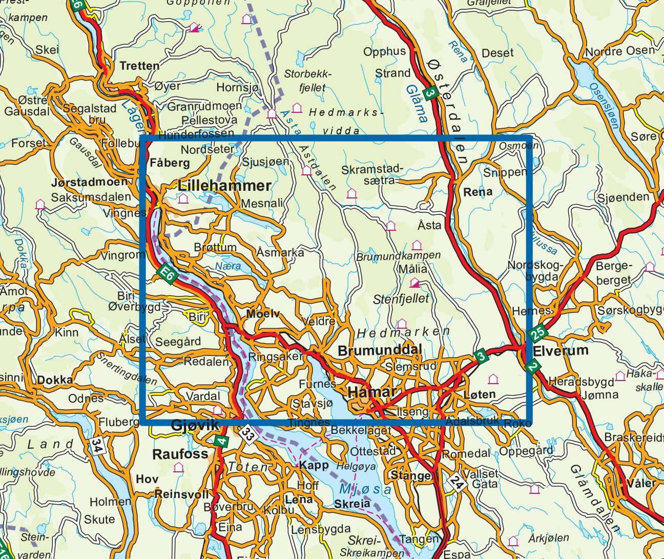 Carte de randonnée n° 3027 - Hedmarksvidda (Norvège) | Nordeca - série 3000 carte de randonnée Nordeca