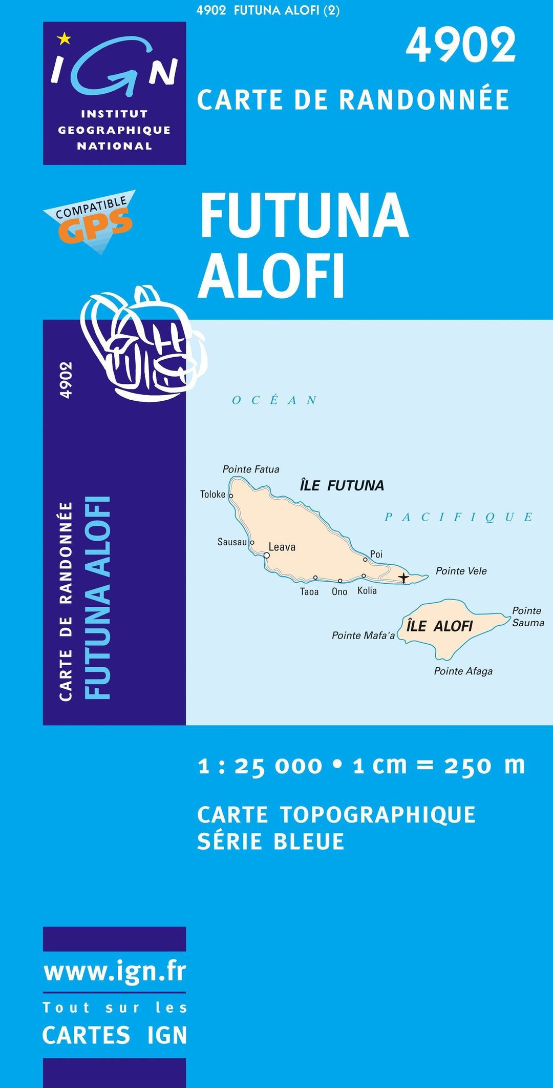 Carte de randonnée n° 4902 - Futuna et Alofi (Polynésie Française) | IGN - Série Bleue carte de randonnée IGN