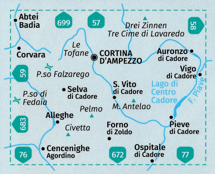 Carte de randonnée n° 55 - Cortina d'Ampezzo (Italie) | Kompass carte de randonnée Kompass