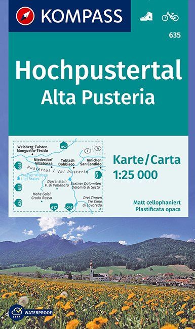 Carte de randonnée n° 635 - Hochpustertal, Alta Pusteria (Italie) | Kompass carte pliée Kompass