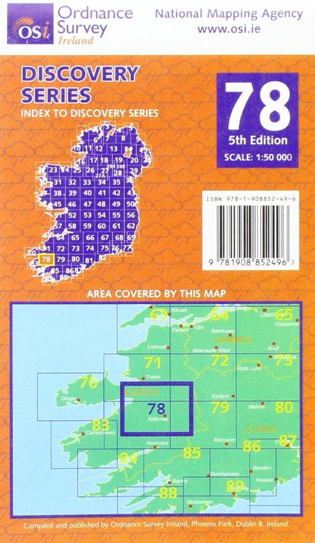 Carte de randonnée n° 78W - Kerry (Killarney) (Irlande) | Ordnance Survey - série Discovery carte de randonnée Ordnance Survey Ireland